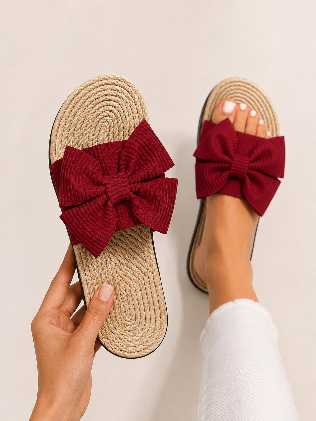 Jenna - Women’s Comfortable Boho Sandals with Bow Detail-Lyrasue-Beige-36-Lyrasue