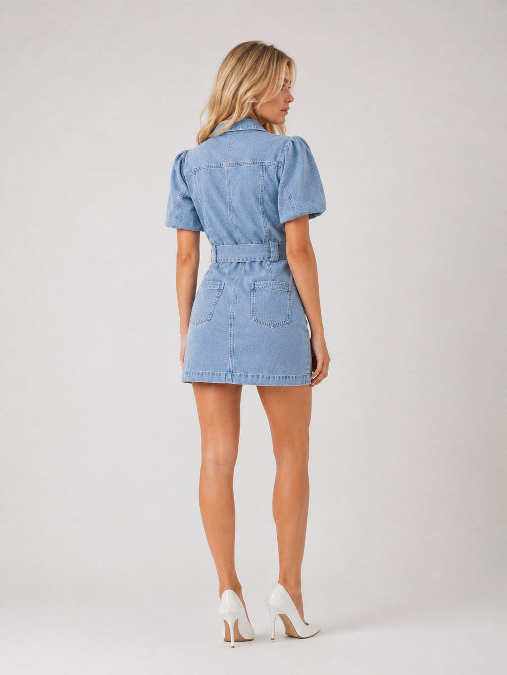 Gina - Women’s Casual Button-Up Denim Mini Dress-Dresses-Lyrasue-Blue-S-Lyrasue