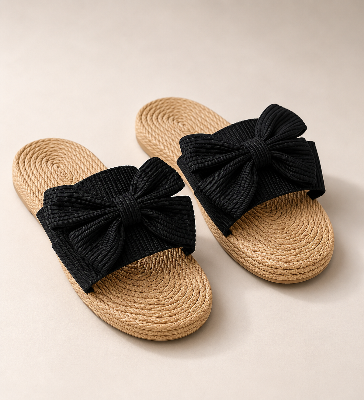Jenna - Women’s Comfortable Boho Sandals with Bow Detail-Lyrasue-Black-36-Lyrasue