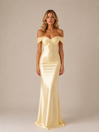 Naomi - Women’s Off-Shoulder Wedding Guest Maxi Dress-Women > Dress-Lyrasue-Gold-S-Lyrasue