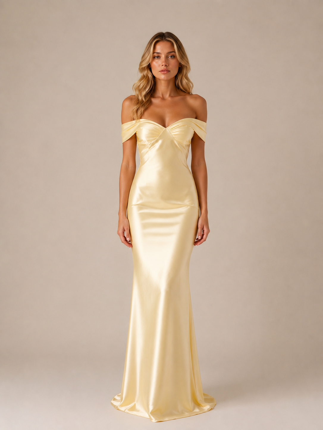 Naomi - Women’s Off-Shoulder Wedding Guest Maxi Dress-Women > Dress-Lyrasue-Gold-S-Lyrasue