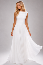 Willow - Women's Draped Pleated Summer Wedding Guest Midi Dress-Sleeveless Maxi Dress-Lyrasue-White-XS-Lyrasue