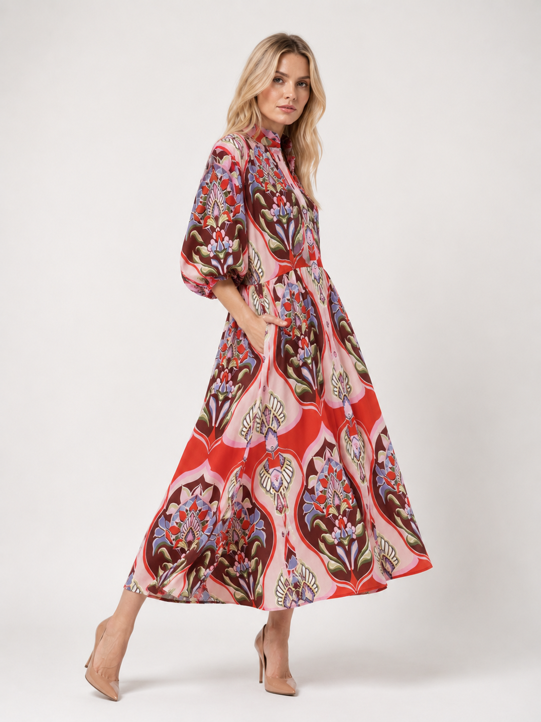 Aylani - Women’s Elegant Floral Print Maxi Dress-Lyrasue-XS-Red-Lyrasue