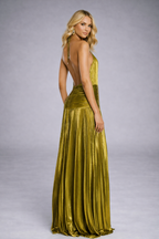 Miriam – Women's Off-Shoulder Maxi Summer Wedding Guest Dress in Green-Halter Dress - AS - Womens - Dresses-Lyrasue-Green-XS-Lyrasue