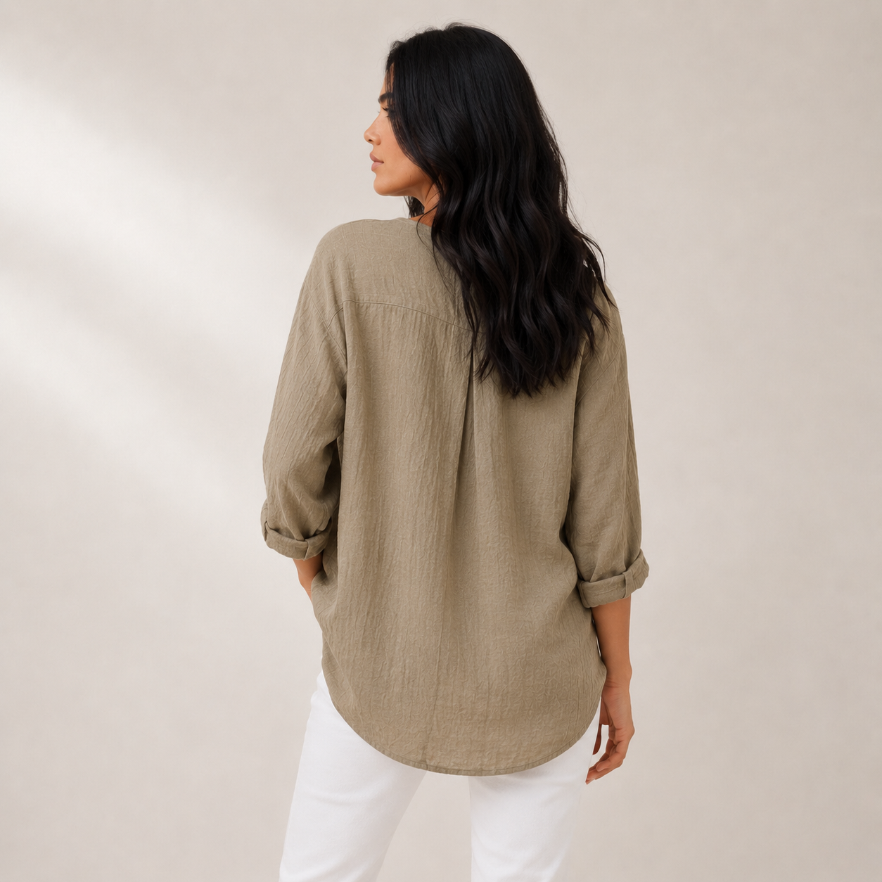 Hadley - Women’s Casual V-Neck T-Shirt with Stylish Print-Women T-Shirt-Lyrasue-Khaki-S-Lyrasue