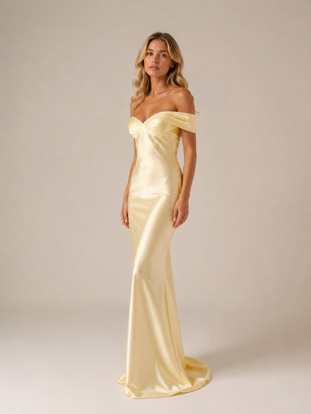 Naomi - Women’s Off-Shoulder Wedding Guest Maxi Dress-Women > Dress-Lyrasue-Gold-S-Lyrasue
