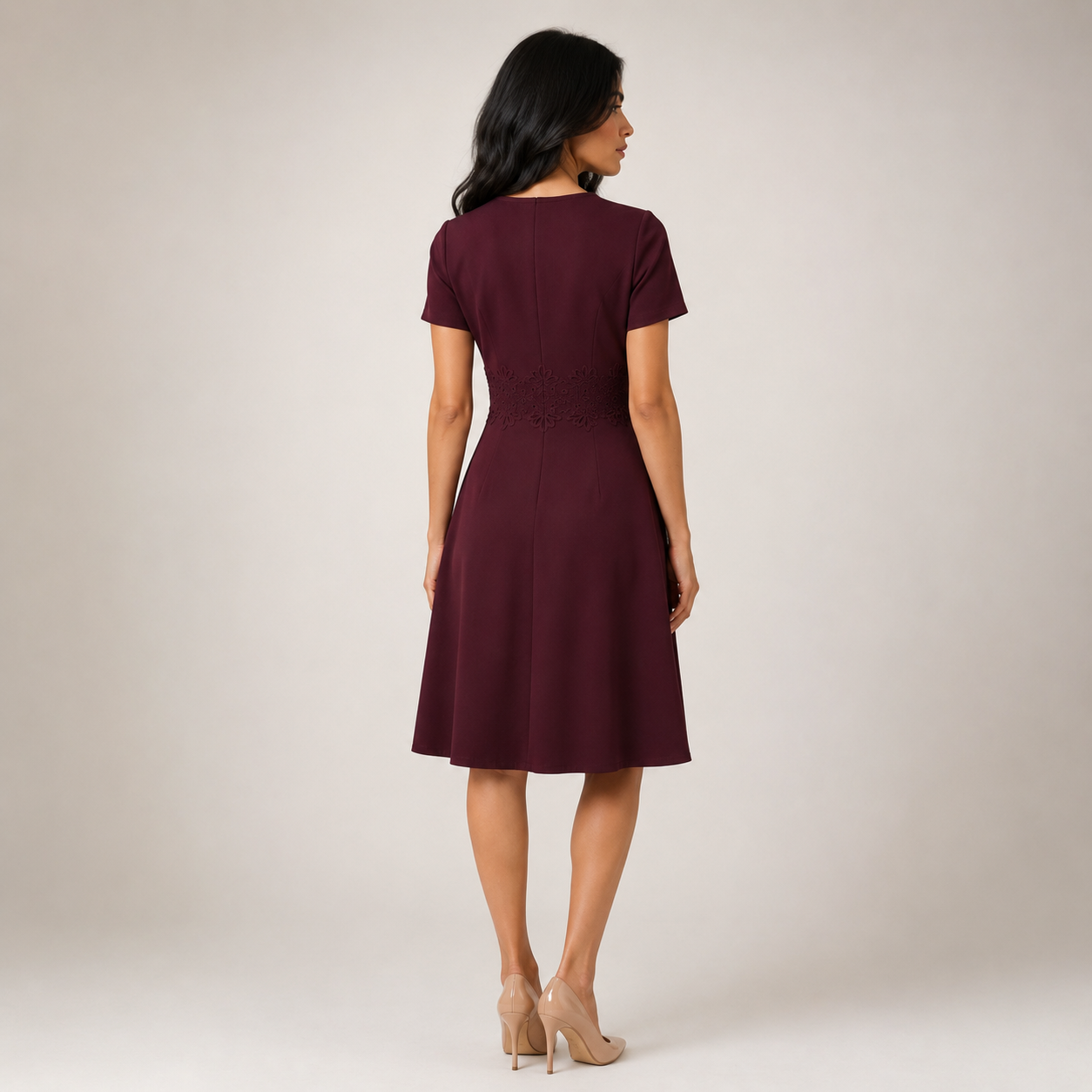 Piper - Women’s Elegant Lace Wedding Guest Midi Dress with Defined Waist-Women's Dress-Lyrasue-Red-S-Lyrasue