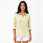 Daniela - Women’s Short Sleeve Summer Blouse with Button Placket-Women’s Blouse-Lyrasue-Khaki-S-Lyrasue