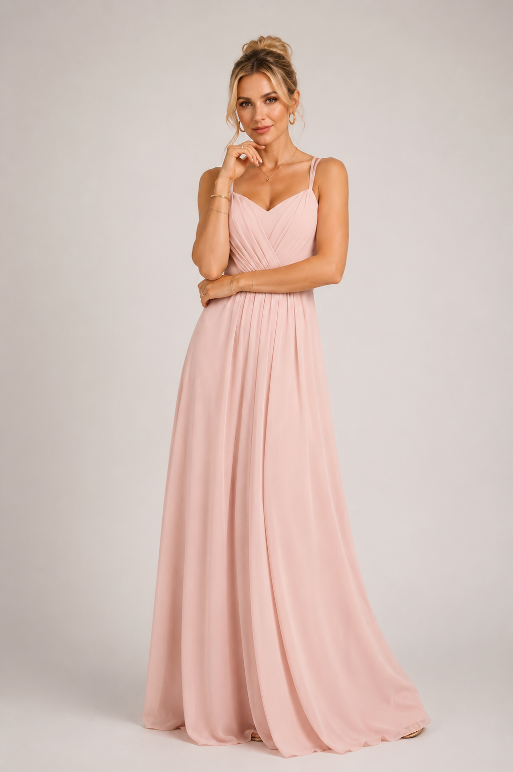 Ainsley - Women's Chiffon Wedding Guest Maxi Dress-SS - Womens - Dresses-Lyrasue-Light pink-S-Lyrasue