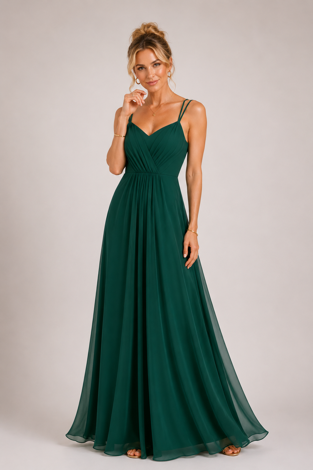 Ainsley - Women's Chiffon Wedding Guest Maxi Dress-SS - Womens - Dresses-Lyrasue-Green-S-Lyrasue