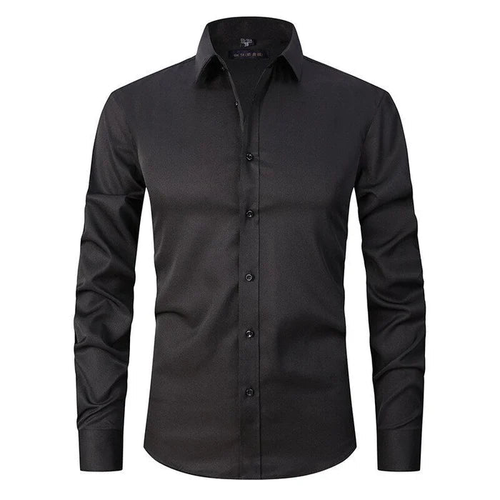 Alex - Men's Wrinkle-Resistant Stretch Textured Button-Up Shirt-Lyrasue-Black-S-Lyrasue