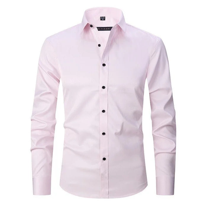 Alex - Men's Wrinkle-Resistant Stretch Textured Button-Up Shirt-Lyrasue-Pink-S-Lyrasue