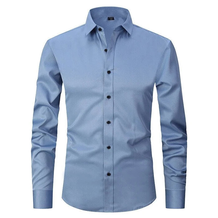 Alex - Men's Wrinkle-Resistant Stretch Textured Button-Up Shirt-Lyrasue-Light Blue-S-Lyrasue