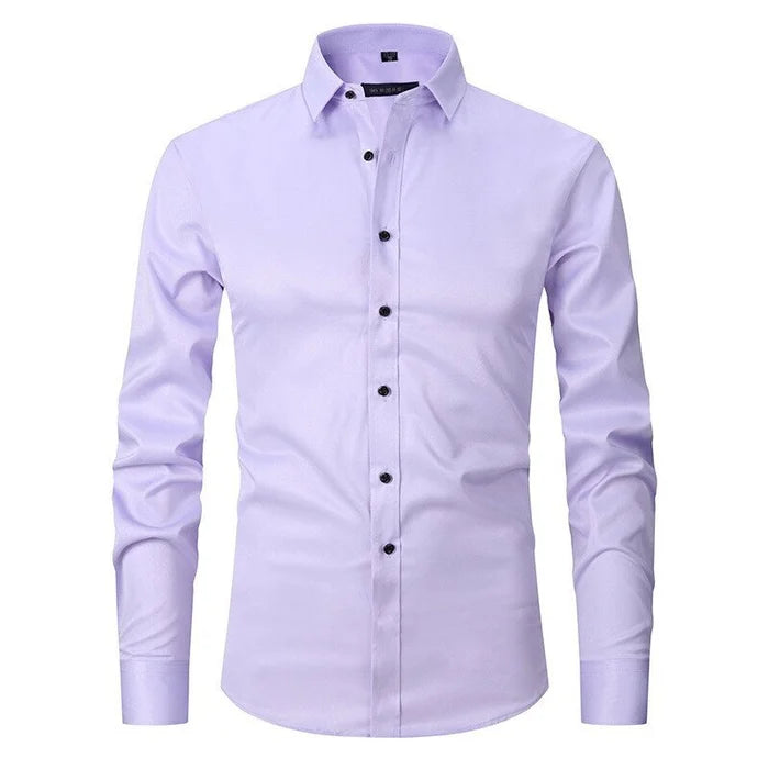 Alex - Men's Wrinkle-Resistant Stretch Textured Button-Up Shirt-Lyrasue-Light Violet-S-Lyrasue