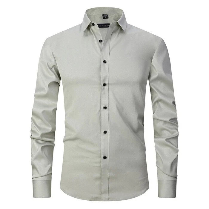 Alex - Men's Wrinkle-Resistant Stretch Textured Button-Up Shirt-Lyrasue-Green-S-Lyrasue