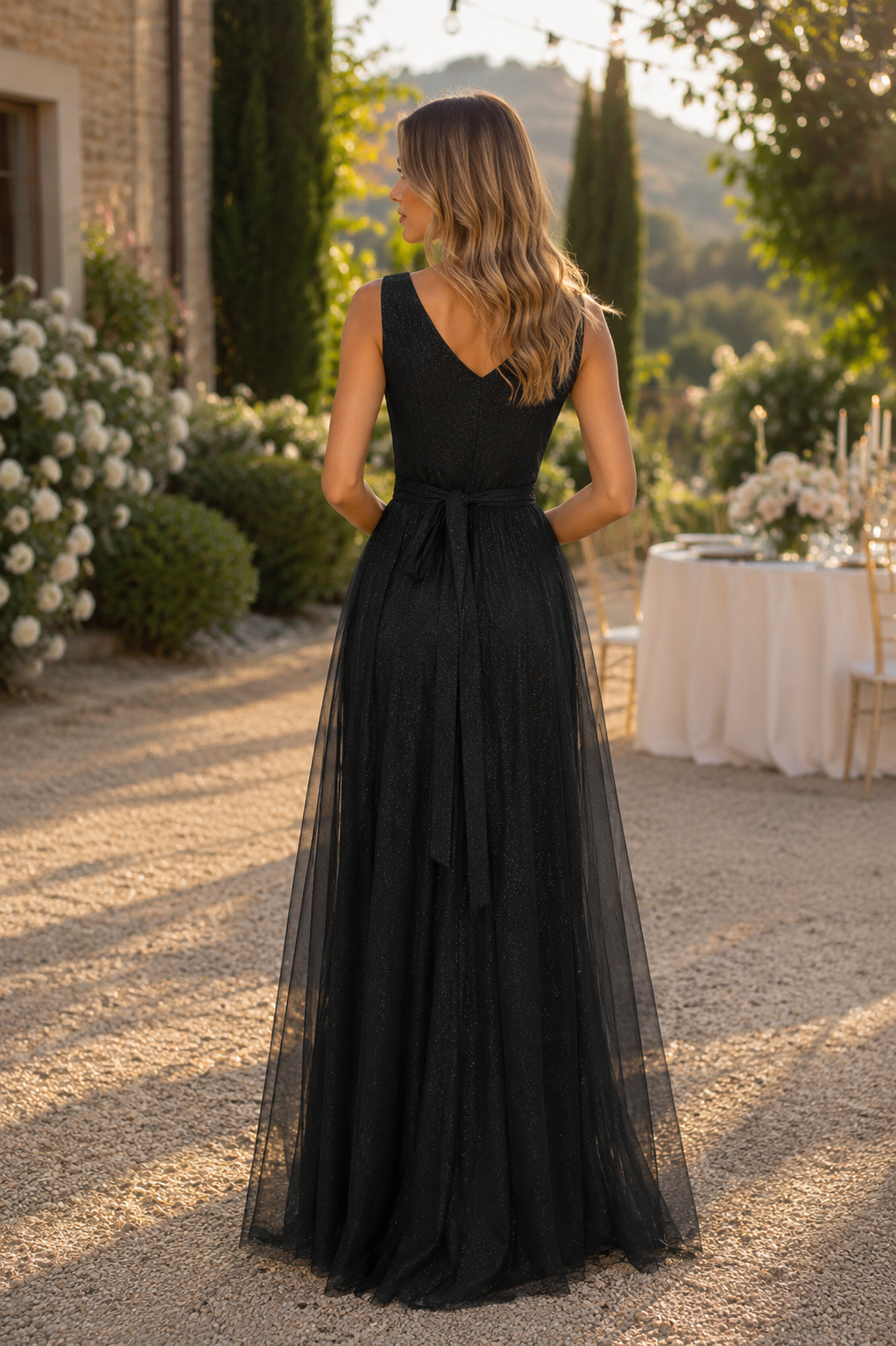 Alexa - Women's V-Neck Wedding Guest Maxi Dress-Mode Dames Jurk-Lyrasue-Black-S-Lyrasue