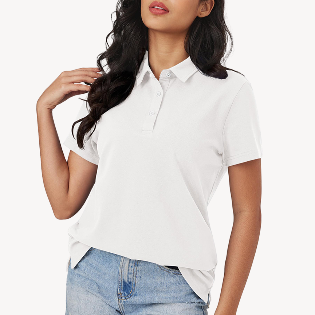 Amaris - Women's Classic Short Sleeve Polo Shirt-Polo Shirt Women-Lyrasue-White-S-Lyrasue