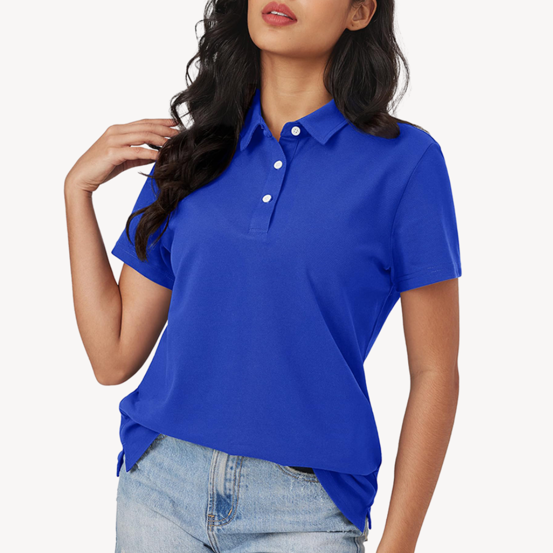 Amaris - Women's Classic Short Sleeve Polo Shirt-Polo Shirt Women-Lyrasue-Royal Blue-S-Lyrasue