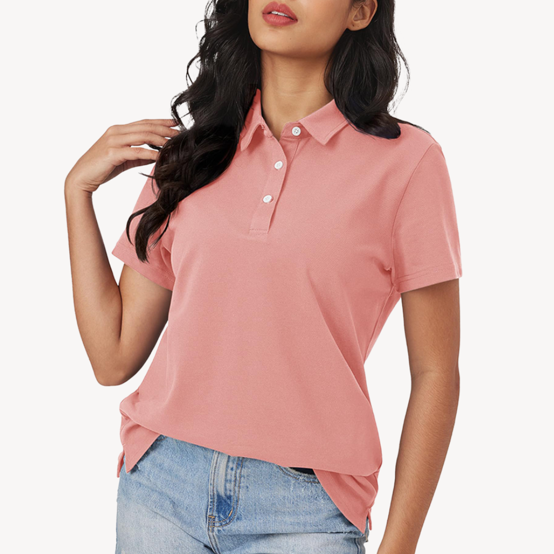 Amaris - Women's Classic Short Sleeve Polo Shirt-Polo Shirt Women-Lyrasue-Pink-S-Lyrasue