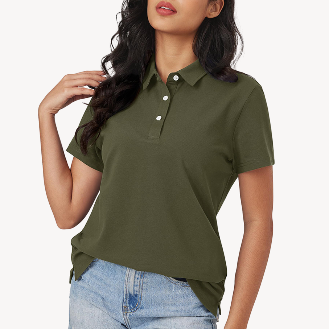 Amaris - Women's Classic Short Sleeve Polo Shirt-Polo Shirt Women-Lyrasue-Dark Green-S-Lyrasue