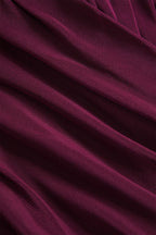 Anika - Women's Ruched Mesh Long Sleeve Top with Sheer Sleeves-Women Blouses Tops-Lyrasue-Burgundy-S-Lyrasue