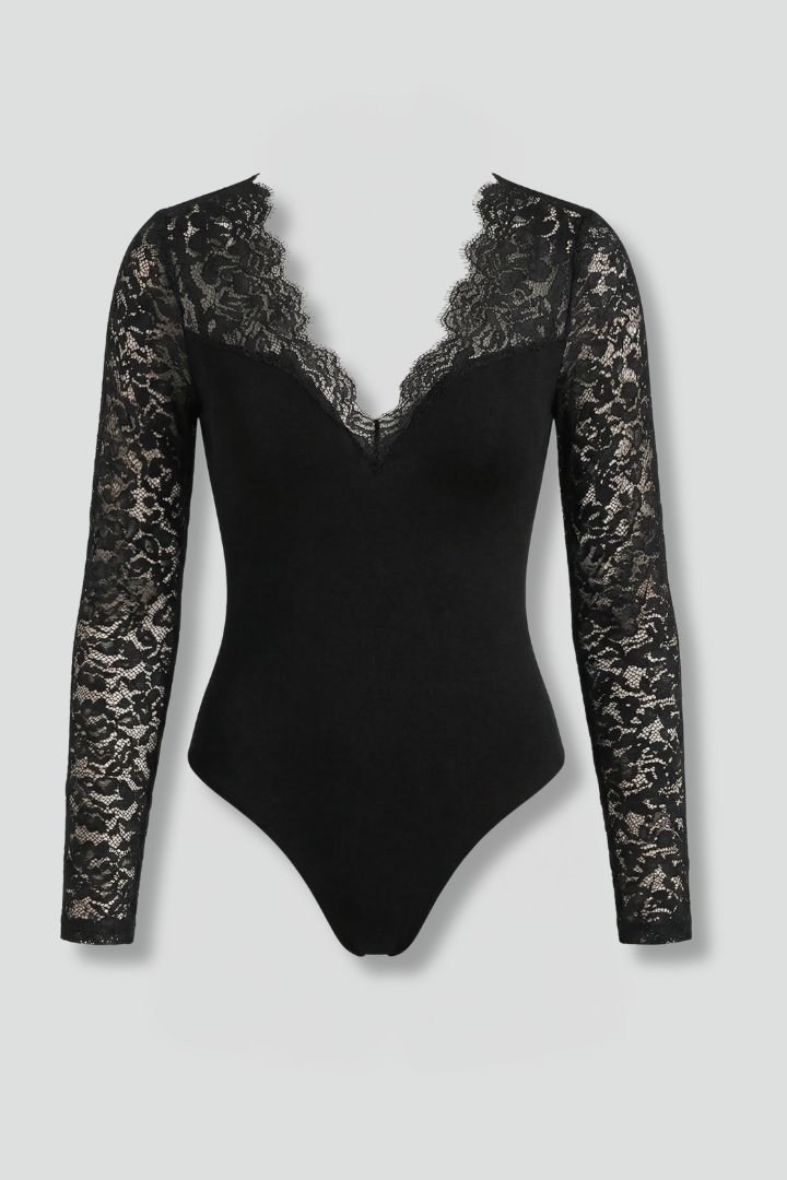 Astoria - Women's Elegant V-Neck Lace Sleeve Blouse-Women’s Blouse-Lyrasue-Black-XS-Lyrasue