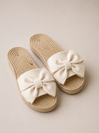 Jenna - Women’s Comfortable Boho Sandals with Bow Detail-Lyrasue-Beige-36-Lyrasue