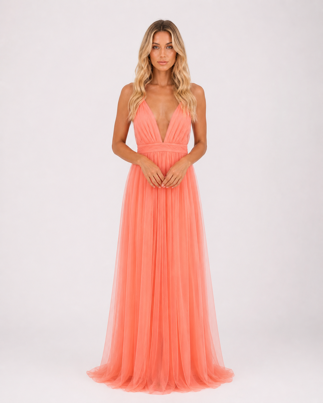 Bella - Women's Sleeveless Summer Elegant Maxi Dress-Long dress-Lyrasue-S-Orange-Lyrasue