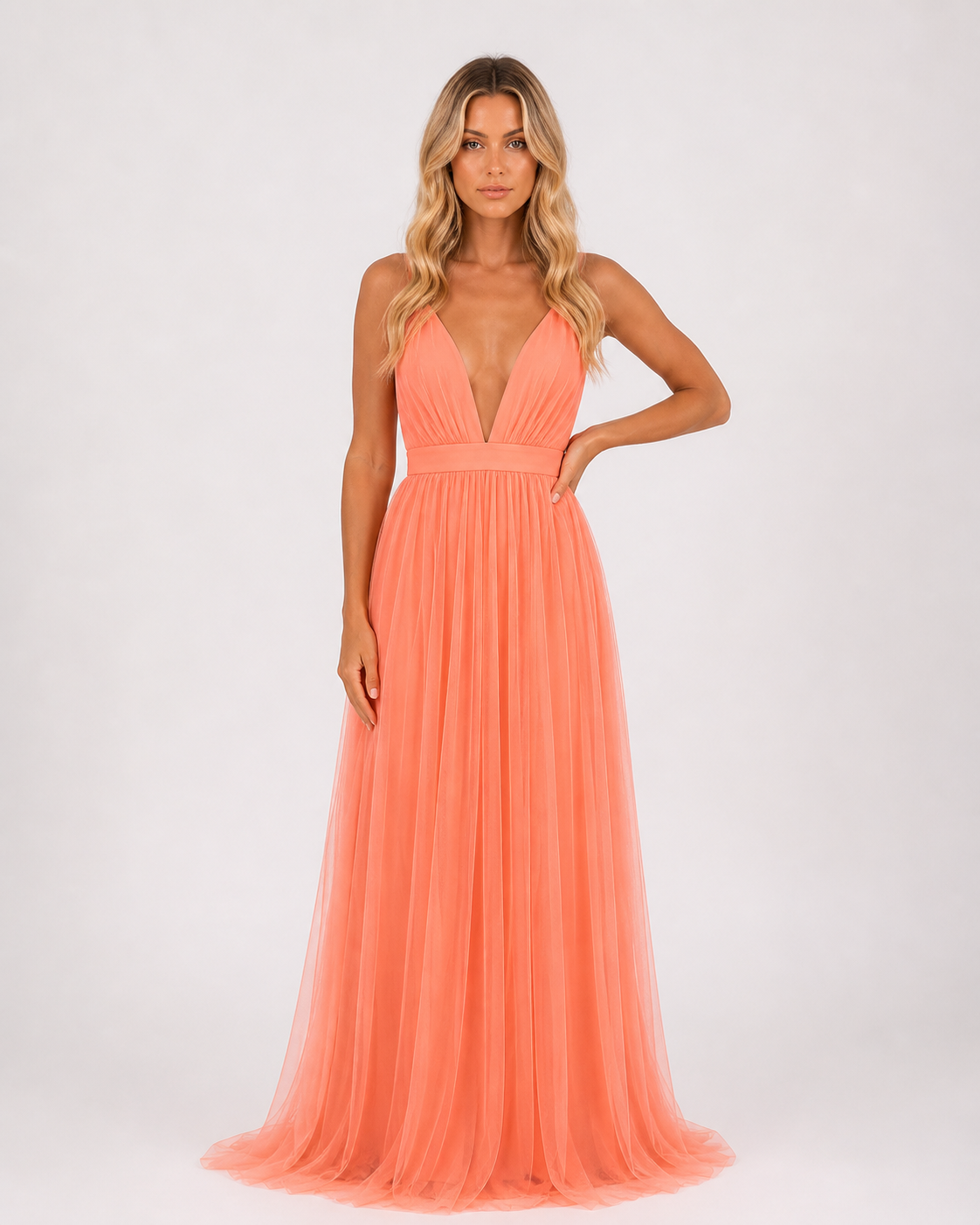 Bella - Women's Sleeveless Summer Elegant Maxi Dress-Long dress-Lyrasue-S-Orange-Lyrasue