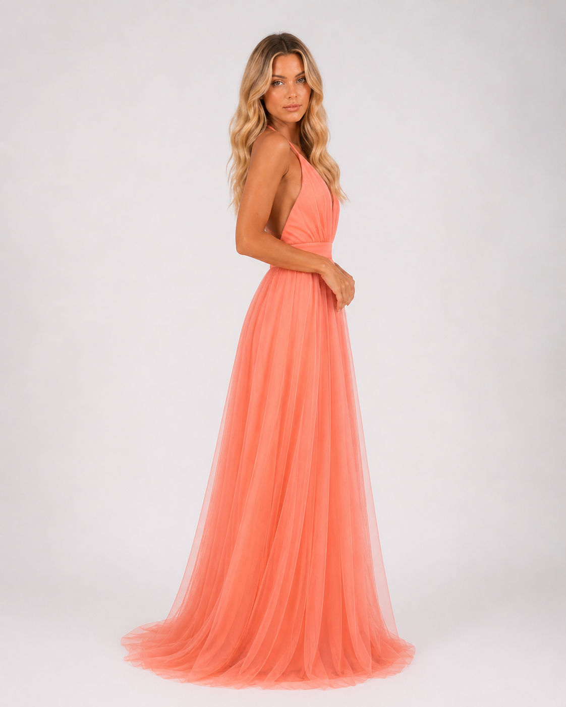 Bella - Women's Sleeveless Summer Elegant Maxi Dress-Long dress-Lyrasue-S-Orange-Lyrasue