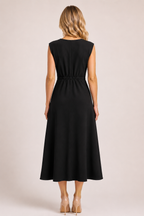 Bethany - Women’s Elegant Wedding Guest Midi Dress with Twist Waist-Summer Push-Lyrasue-Maroon-XS-Lyrasue