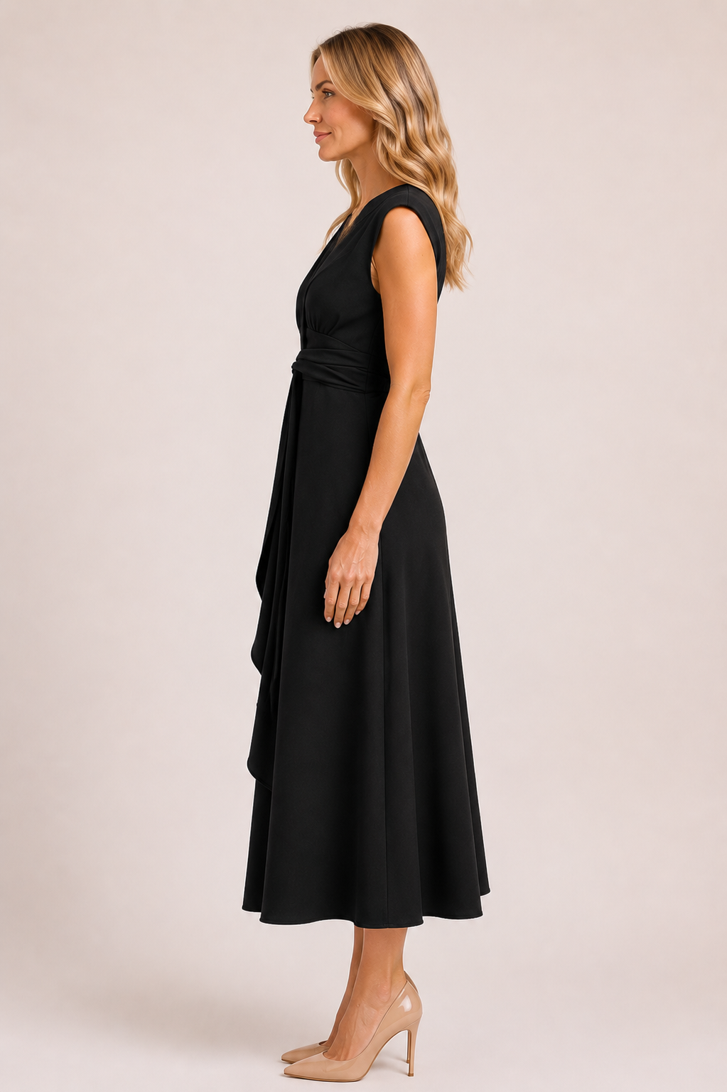 Bethany - Women’s Elegant Wedding Guest Midi Dress with Twist Waist-Summer Push-Lyrasue-Maroon-XS-Lyrasue