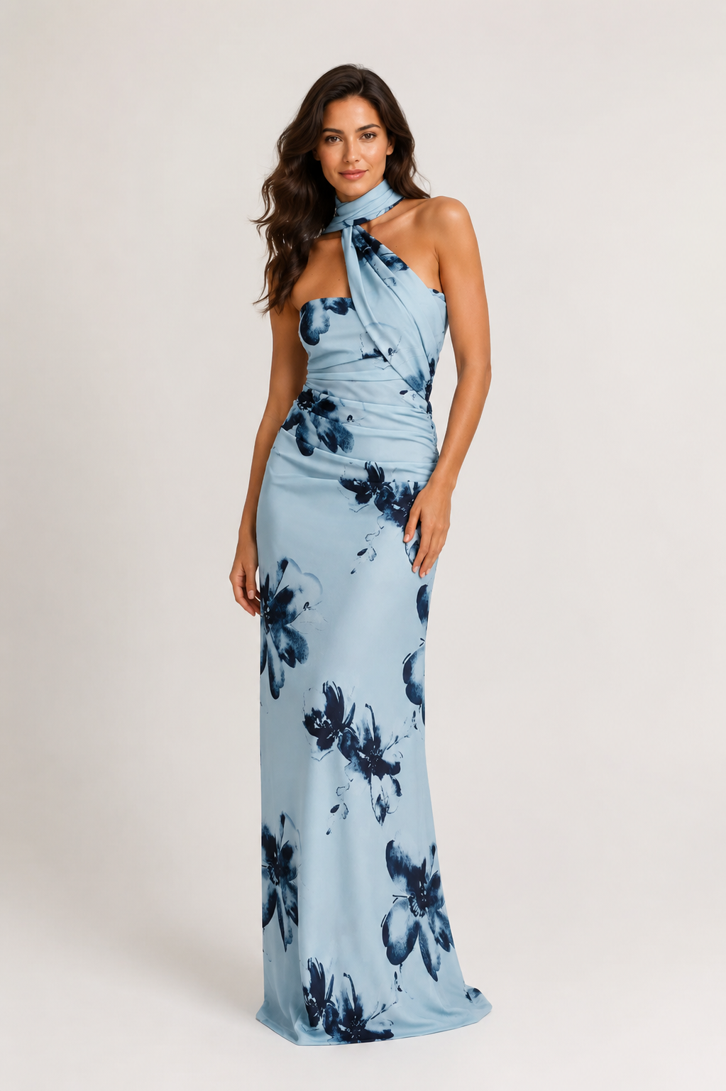 Briar - Women’s Floral Halter Neck Maxi Dress-Dress-Peppermayo-Lyrasue-Blue Black Floral-S-Lyrasue