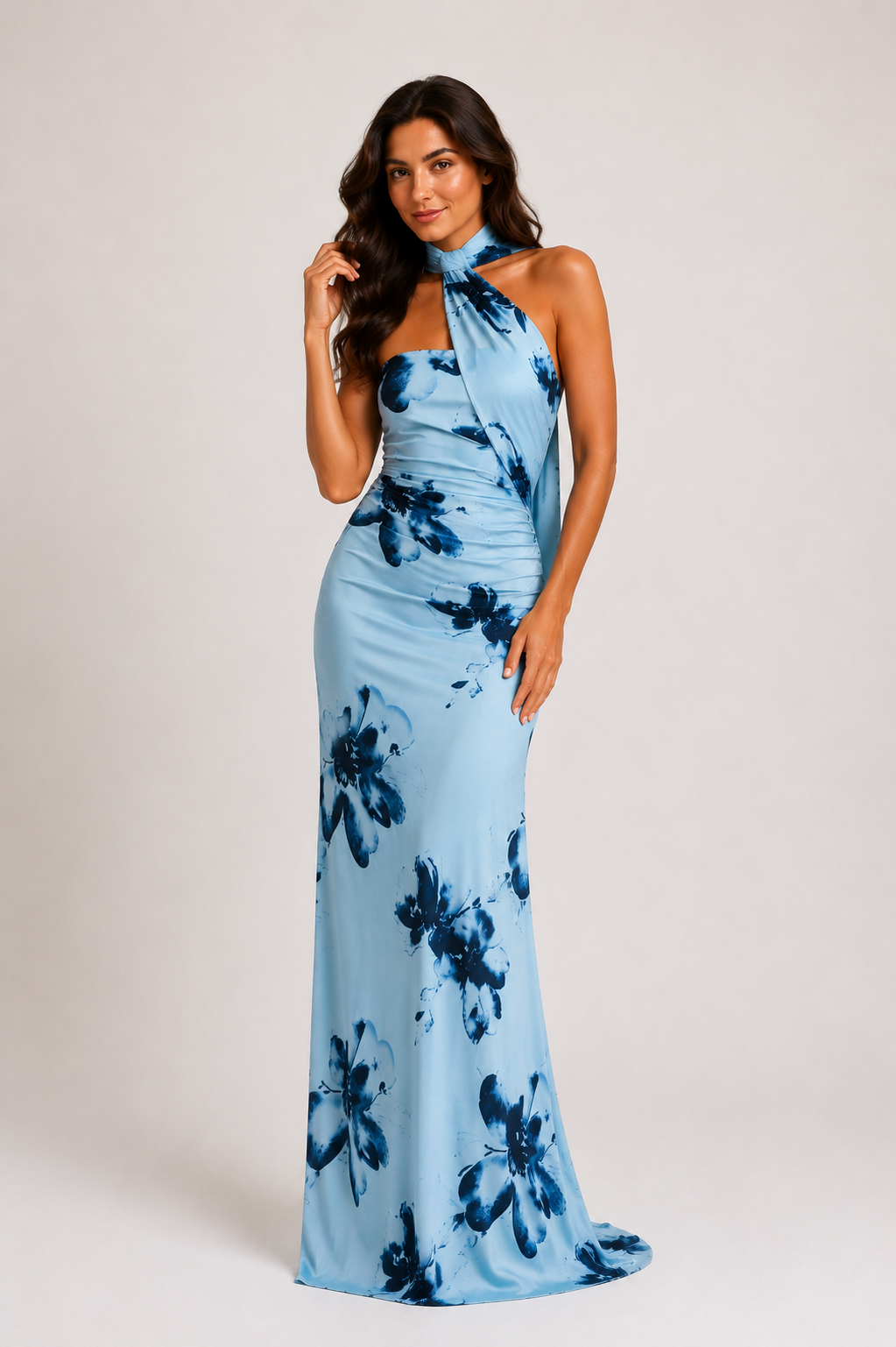 Briar - Women’s Floral Halter Neck Maxi Dress-Dress-Peppermayo-Lyrasue-Blue Black Floral-S-Lyrasue
