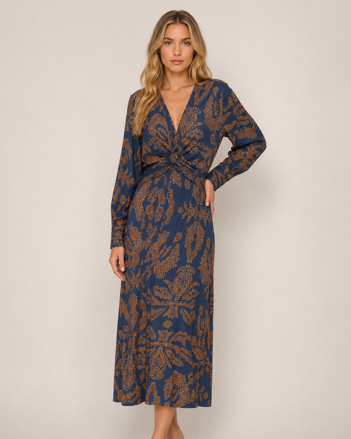 Christina - Women’s Wedding Guest Maxi Dress Flowy Comfort with Tie Waist-SS - Womens Dresses-Lyrasue-Blue-S-Lyrasue
