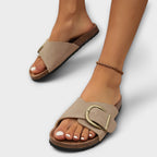 Calista - Women's Comfort Buckle Slide Sandals-Women Shoes Sandals-Lyrasue-Black-2-Lyrasue