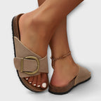 Calista - Women's Comfort Buckle Slide Sandals-Women Shoes Sandals-Lyrasue-Black-2-Lyrasue