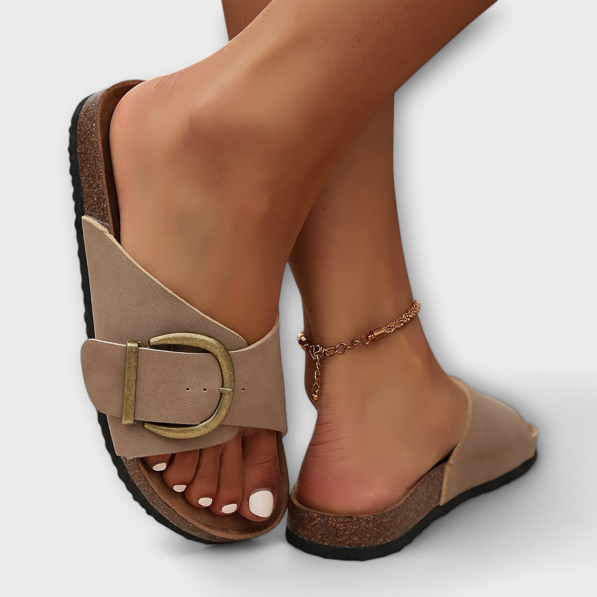 Calista - Women's Comfort Buckle Slide Sandals-Women Shoes Sandals-Lyrasue-Black-2-Lyrasue