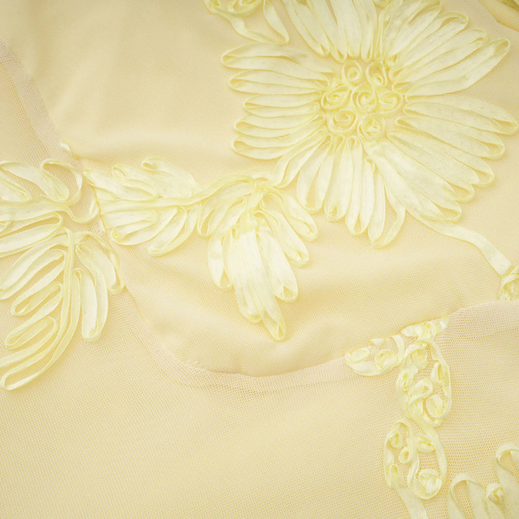 Destiny - Women’s Floral Appliqué Wedding Guest Maxi Dress with Spaghetti Strap-Lyrasue-S-Yellow-Lyrasue