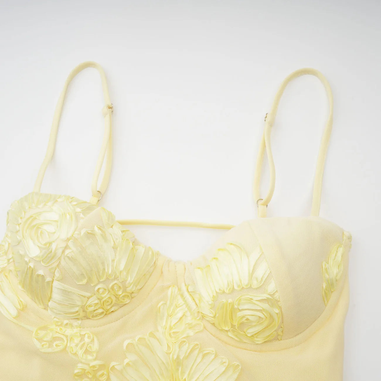 Destiny - Women’s Floral Appliqué Wedding Guest Maxi Dress with Spaghetti Strap-Lyrasue-S-Yellow-Lyrasue