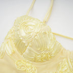 Destiny - Women’s Floral Appliqué Wedding Guest Maxi Dress with Spaghetti Strap-Lyrasue-S-Yellow-Lyrasue