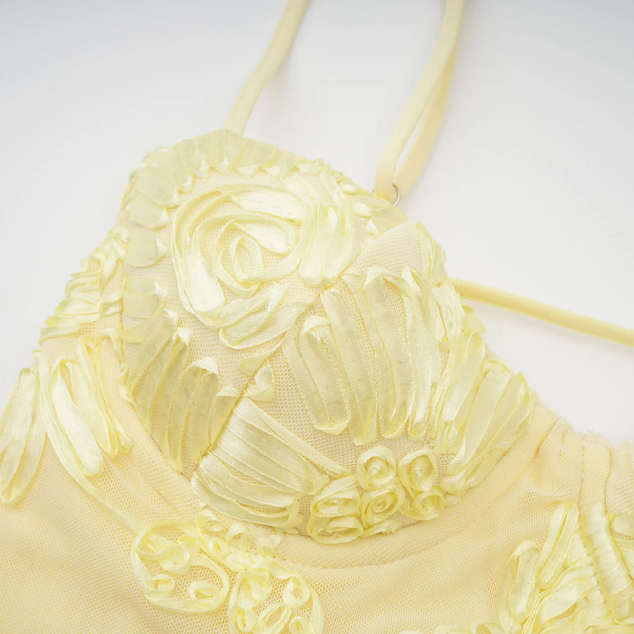 Destiny - Women’s Floral Appliqué Wedding Guest Maxi Dress with Spaghetti Strap-Lyrasue-S-Yellow-Lyrasue
