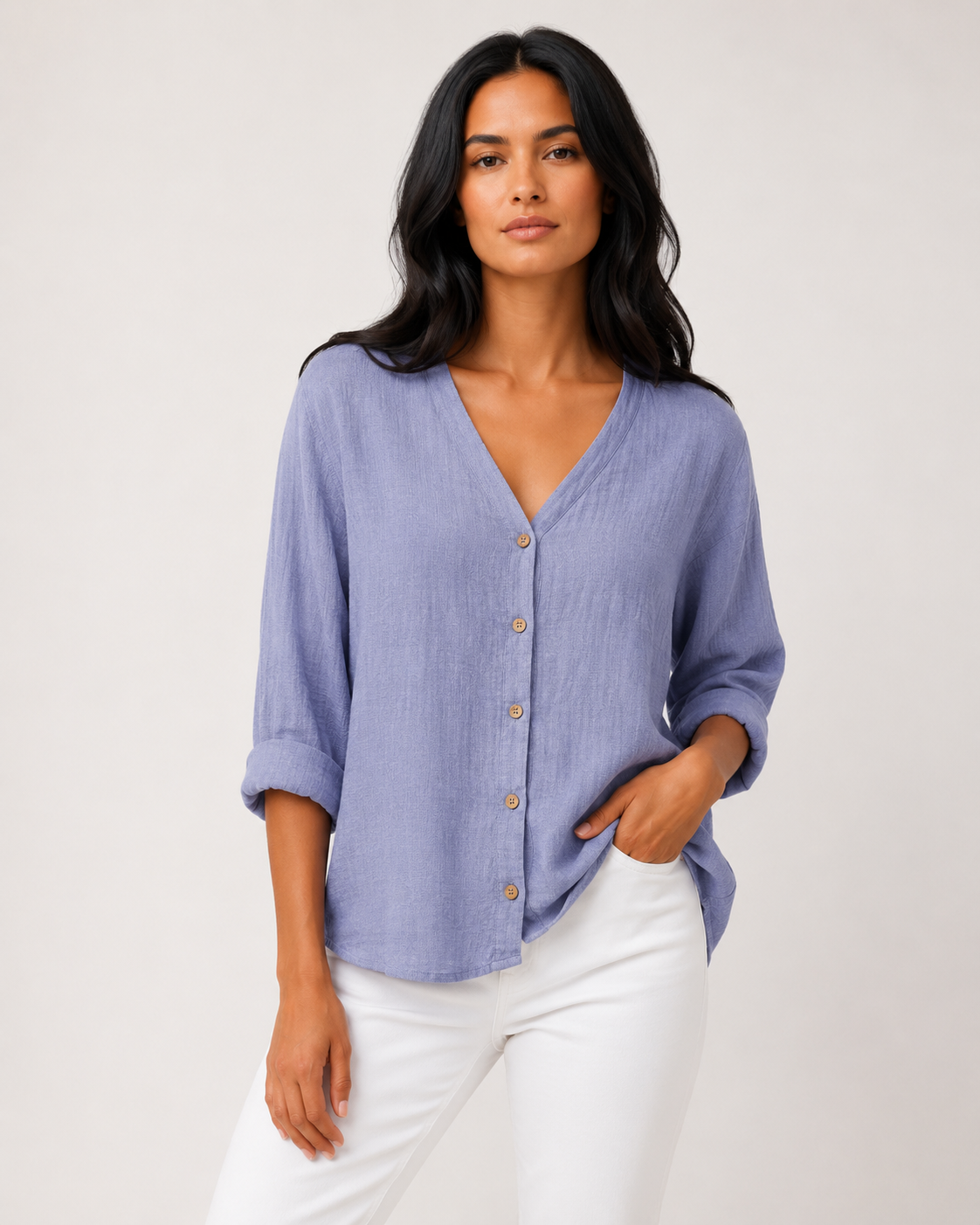 Hadley - Women’s Casual V-Neck T-Shirt with Stylish Print-Women T-Shirt-Lyrasue-Purple-S-Lyrasue