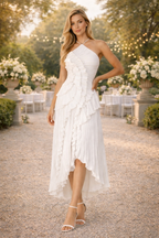 Orla - Women's Sleeveless Halter Backless Ruffle Maxi Wedding Guest Dress-Lyrasue-White-XS-Lyrasue