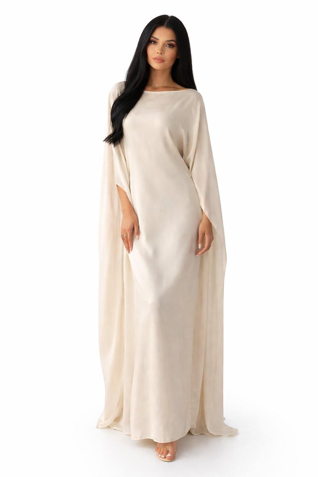 Elanor – Women's Draped Sleeve Summer Maxi Dress-Maxi Dress - AS - Womens - Dresses-Lyrasue-White-S-Lyrasue