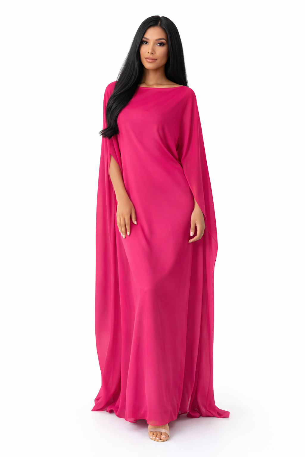 Elanor – Women's Draped Sleeve Summer Maxi Dress-Maxi Dress - AS - Womens - Dresses-Lyrasue-Pink-S-Lyrasue