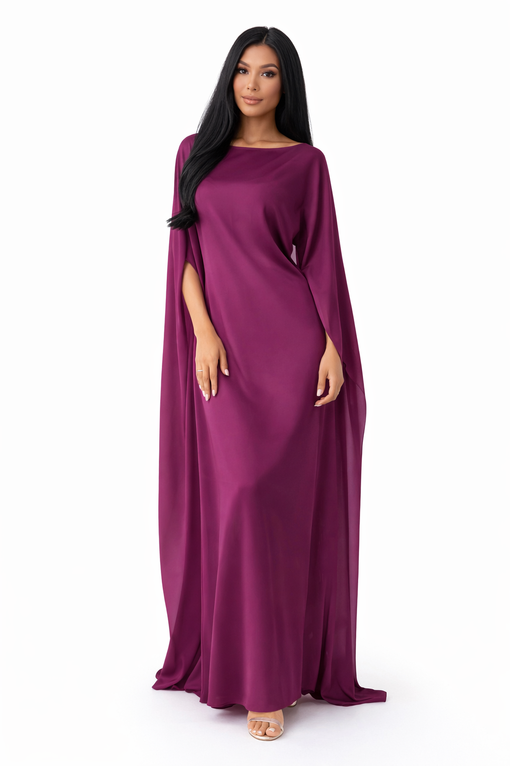 Elanor – Women's Draped Sleeve Summer Maxi Dress-Maxi Dress - AS - Womens - Dresses-Lyrasue-Purple-S-Lyrasue