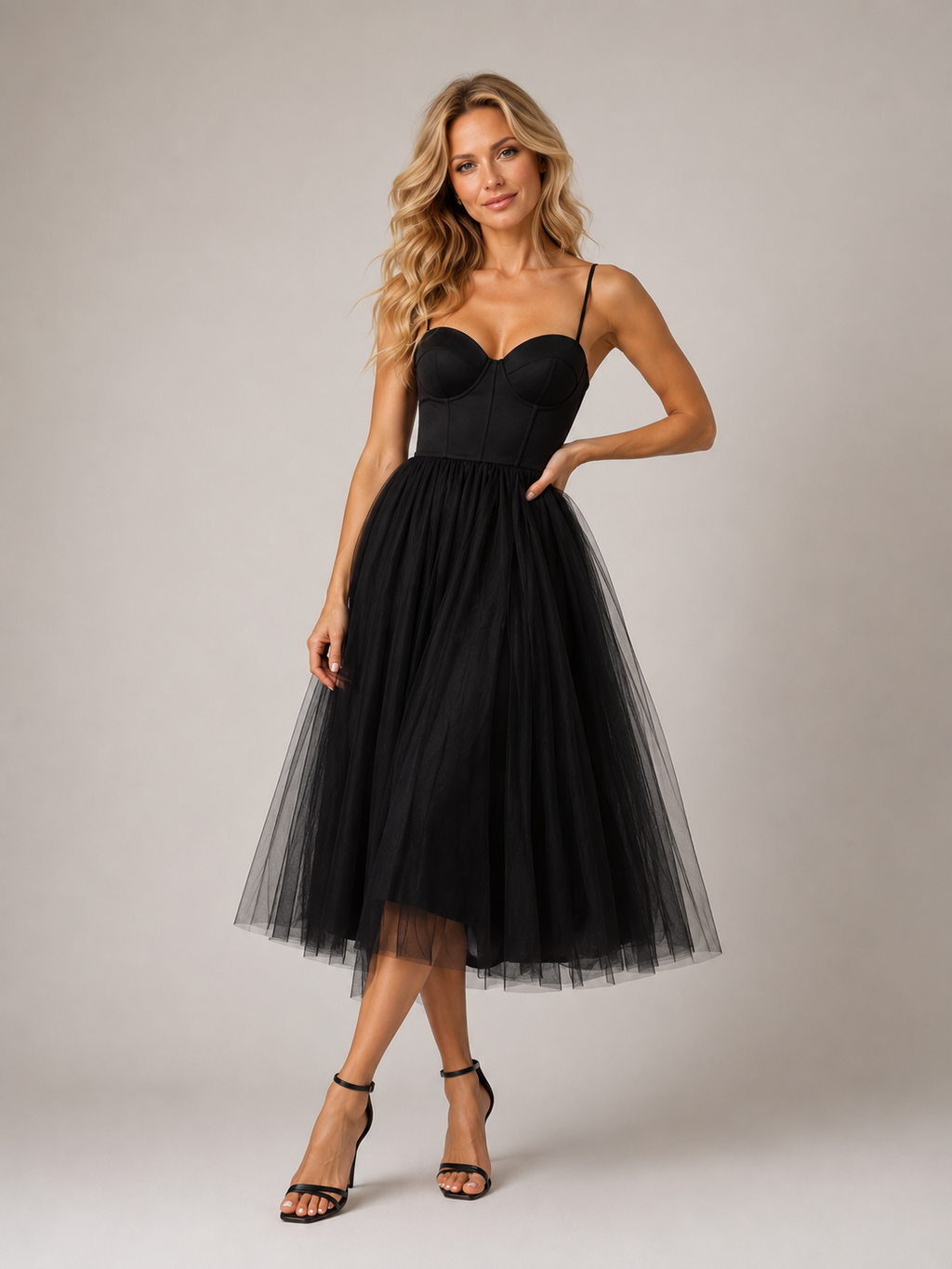 Elowen - Women's Sleeveless Black Midi Dress-Lyrasue-XS-Black-Lyrasue