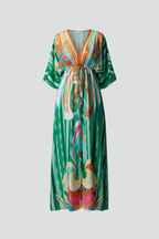 Ember - Women's Printed Kaftan Maxi Dress-Women’s Maxi Dress-Lyrasue-Green-S-Lyrasue