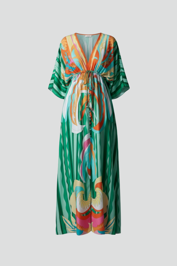 Ember - Women's Printed Kaftan Maxi Dress-Women’s Maxi Dress-Lyrasue-Green-S-Lyrasue